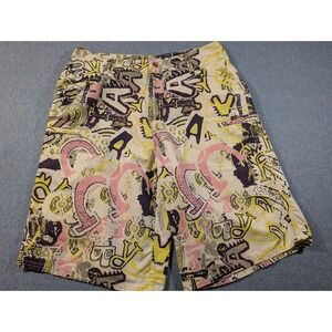 Reef Mens Board Shorts Graffiti Print Yellow Pink Navy Surf Swim Trunks 11.5in